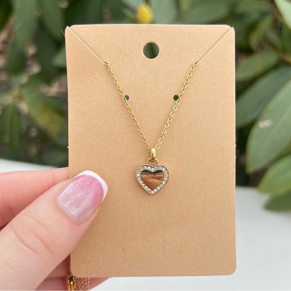 Michael Kors Gold Mini 16" Crystal Heart Pendant Necklace - Picture 2 of 7